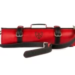 Leather Chef Knife Roll Bag - Red & Black