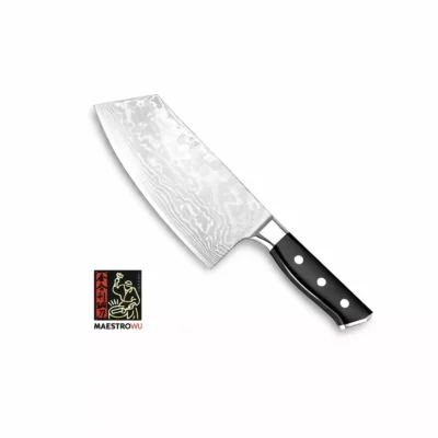 Maestro Wu Chinese Vegetable Cleaver - Small Damascus Steel Knife (A-2)