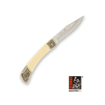 Maestro Wu 3.5″ Folding Pocket Knife – Faux Ivory & Gold
