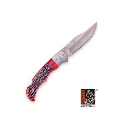 2.5" Pocket Folding Knife with Bone Handle - Damascus Clip Point knife