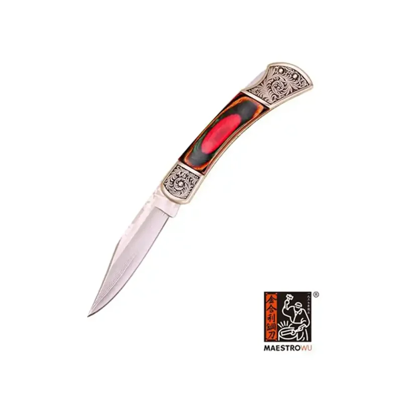 Dragon Pattern Silver Flower Camouflage Folding Knife b17