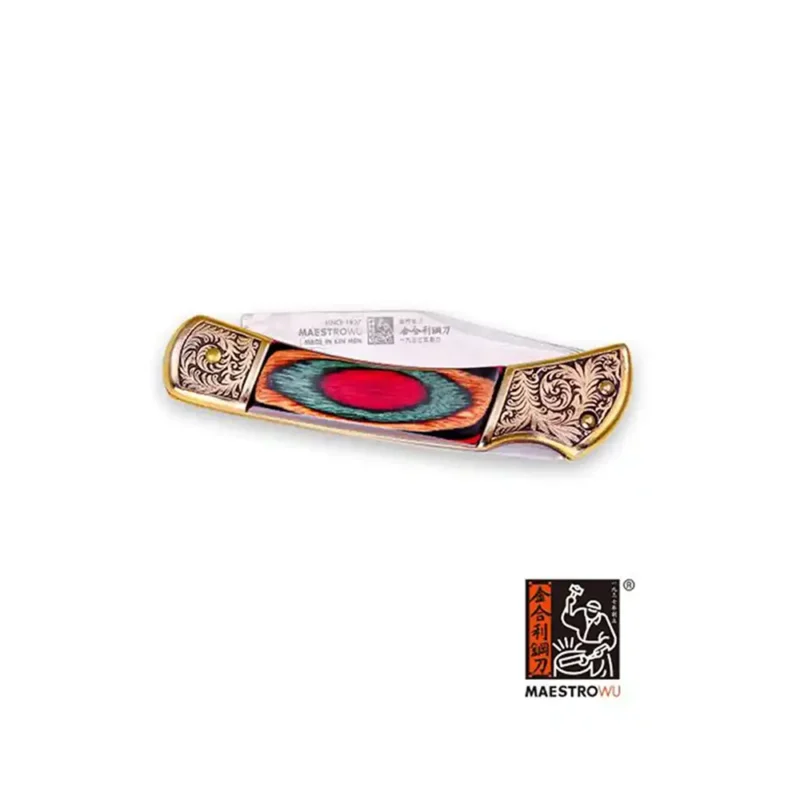 Dragon pattern gold flower camouflage pocket knife