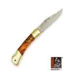 Maestro Wu 3″ Damascus Folding Pocket Knife – Classic Wood & Brass (B-22)