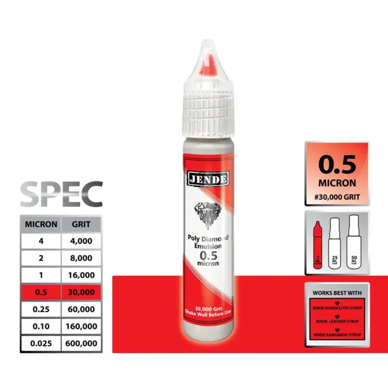 Jende Poly Diamond Stropping Emulsion - 0.5 Micron 7ml Specification
